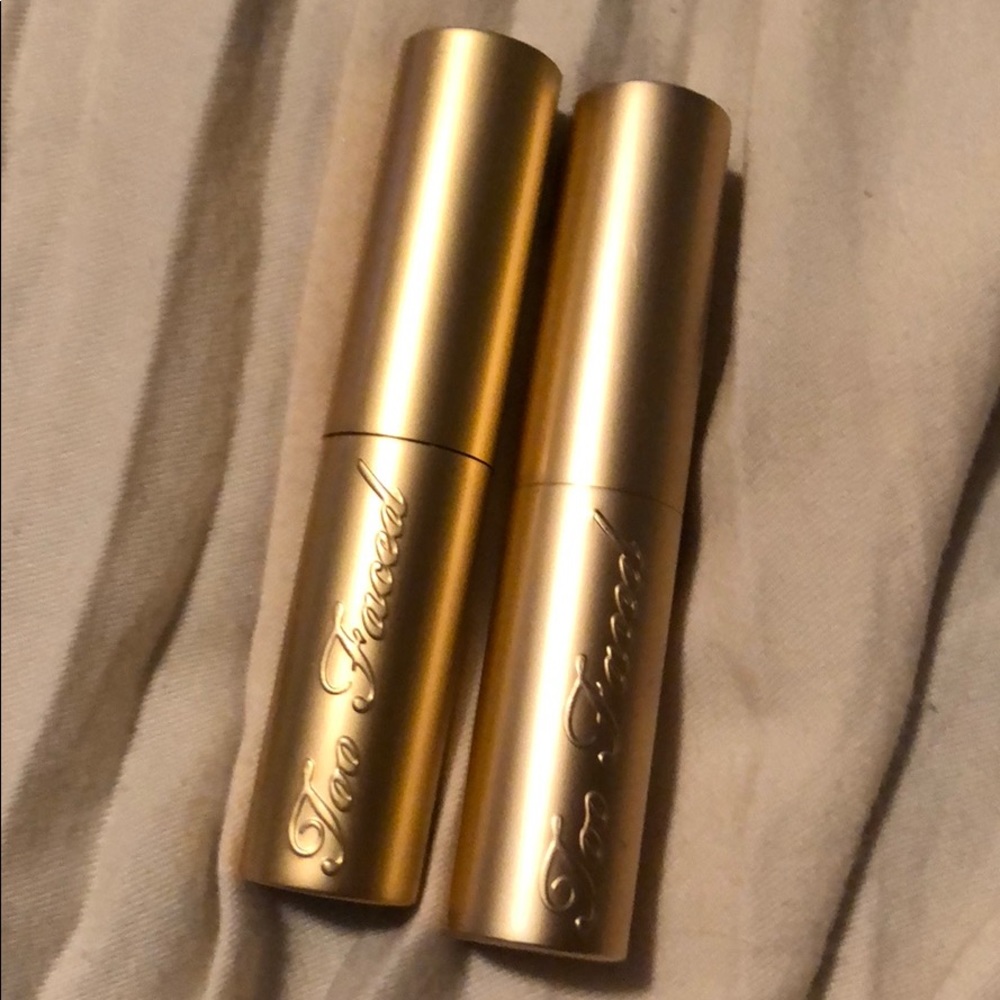 Too Faced lipstick in Angel tears and Ursula